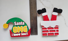 Load image into Gallery viewer, set of 2 Santa Elf I Know Him Hat Magnets Christmas Made in America Choice of Sizes