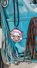 Load image into Gallery viewer, 3d Western Cowgirl Cowboy Highland Cow Theme - Necklace, Purse Charm, Earrings, Keychain, Magnet