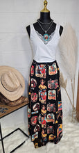 Load image into Gallery viewer, Vintage Cowgirl Collage Western Tiered Prairie Maxi Skirt