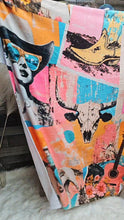 Load image into Gallery viewer, Pop Western Retro Cowgirl Collage Throw Blanket 60" x 80" Made in America