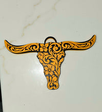 Load image into Gallery viewer, 3d Print Tooled Longhorn Keychain or Purse Charm Ornament - Made in America - choice of colors