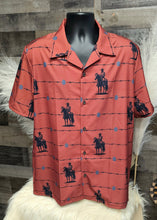 Load image into Gallery viewer, Baha Ranch Brown Saddle Up Western Hawaiian Shirt Made in America