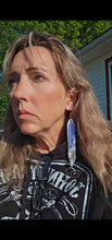 Load image into Gallery viewer, 3D Printed Feather Leather Fringe Earrings Made in America