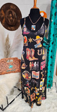 Load image into Gallery viewer, Vintage Cowboy Collage Western Sun Dress