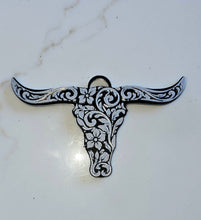 Load image into Gallery viewer, 3d Print Tooled Longhorn Keychain or Purse Charm Ornament - Made in America - choice of colors