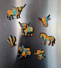 Load image into Gallery viewer, 3d Printed Farm Western Longorn Horse Cow Magnet Made in America