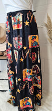 Load image into Gallery viewer, Vintage Cowgirl Collage Western Tiered Prairie Maxi Skirt