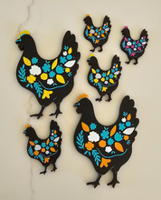 Load image into Gallery viewer, 3d Talavera Chicken Floral Hat Pin or Magnet Made in America