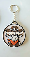 Load image into Gallery viewer, 3d Western Cowgirl Cowboy Highland Cow Theme - Necklace, Purse Charm, Earrings, Keychain, Magnet