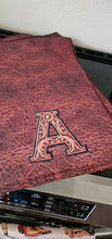 Load image into Gallery viewer, Monogrammed Initial Western Leather Look Saddle Longhorn Cowboy Cowgirl Kitchen Dish Towels Made in America