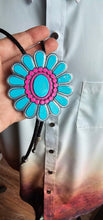 Load image into Gallery viewer, Baha Ranch Turquoise Hot Pink Concho 3D Inlay Bolo Made in America