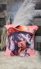 Load image into Gallery viewer, Baha Ranch Cowgirl Dachsund Velvety Soft Throw Pillow Case Made in America