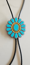 Load image into Gallery viewer, Baha Ranch Turquoise Gold Concho 3D Inlay Bolo Made in America