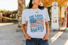 Load image into Gallery viewer, She Loves Jesus & America Graphic Tee