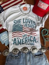 Load image into Gallery viewer, She Loves Jesus & America Graphic Tee