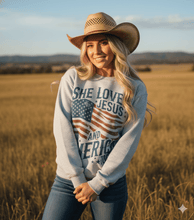 Load image into Gallery viewer, She Loves Jesus & America Sweatshirt