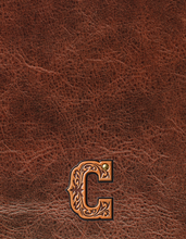 Load image into Gallery viewer, Monogrammed Initial Western Leather Look Saddle Longhorn Cowboy Cowgirl Kitchen Dish Towels Made in America