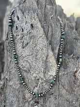 Load image into Gallery viewer, Sterling Silver Turquoise Flat Bead Necklace