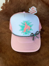 Load image into Gallery viewer, Turquoise and Pearl Bow Trucker Hat Chain