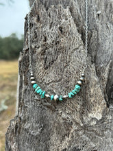 Load image into Gallery viewer, Turquoise Nugget And Pearls Chain Necklace