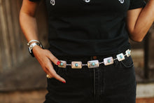Load image into Gallery viewer, Turquoise Rectangle Concho Chain Belt