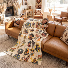 Load image into Gallery viewer, Baha Ranch Vintage Cowboy Collage Ultra-Soft Micro Fleece Blanket 60" x 80" Made in America