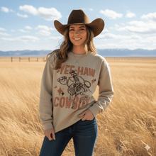 Load image into Gallery viewer, Yee-Haw Skeleton Cowboy Graphic Sweatshirt