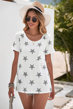 Load image into Gallery viewer, Star Print Round Neck Short Sleeve Top