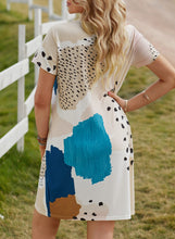 Load image into Gallery viewer, Mixed Print Round Neck T-Shirt Dress