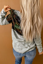 Load image into Gallery viewer, Printed Color Block Drawstring Detail Hoodie