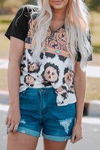 Load image into Gallery viewer, Printed Zip-Collar Short Raglan Sleeve Tee