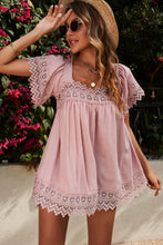 Load image into Gallery viewer, Spliced Lace Tie-Back Babydoll Top