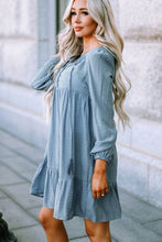 Load image into Gallery viewer, Half Button Ruffle Hem Babydoll Dress