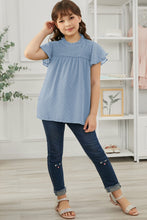 Load image into Gallery viewer, Girls Swiss Dot Smocked Flutter Sleeve Blouse
