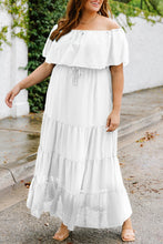 Load image into Gallery viewer, Plus Size Swiss Dot Off-Shoulder Tiered Dress