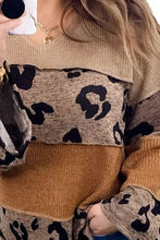 Load image into Gallery viewer, Plus Size Leopard Exposed Seam V-Neck Blouse