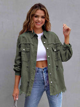 Load image into Gallery viewer, Distressed Drop Shoulder Denim Jacket
