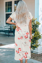Load image into Gallery viewer, Floral Side Slit Cuffed Sleeve Midi Dress