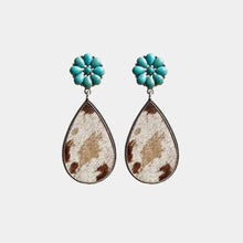 Load image into Gallery viewer, Turquoise Flower Teardrop Earrings