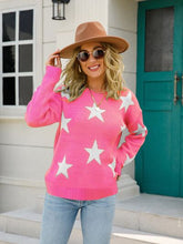 Load image into Gallery viewer, Star Round Neck Dropped Shoulder Sweater