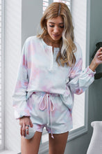 Load image into Gallery viewer, Quarter-Button Top and Drawstring Shorts Loungewear Set