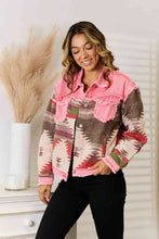 Load image into Gallery viewer, Geometric Raw Hem Denim Jacket