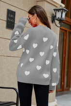 Load image into Gallery viewer, Heart Pattern Lantern Sleeve Round Neck Tunic Sweater