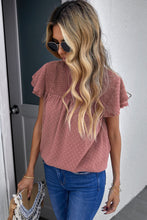 Load image into Gallery viewer, Polka Dot Smocked Flutter Sleeve Blouse
