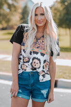 Load image into Gallery viewer, Printed Zip-Collar Short Raglan Sleeve Tee