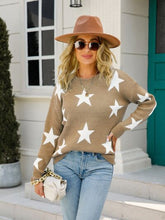 Load image into Gallery viewer, Star Round Neck Dropped Shoulder Sweater