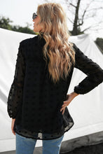 Load image into Gallery viewer, Swiss Dot Frilled Notched Neck Blouse