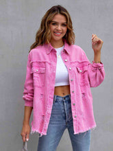 Load image into Gallery viewer, Distressed Drop Shoulder Denim Jacket