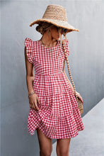 Load image into Gallery viewer, Gingham Ruffle Shoulder Tiered Dress