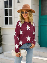 Load image into Gallery viewer, Star Round Neck Dropped Shoulder Sweater